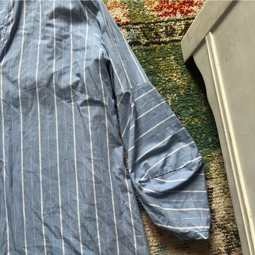 Amanda Uprichard by REVOLVE blue and white pinstripe blouse - Picture 3 of 8